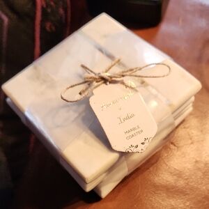 Handmade Marble Coasters - White Marble Set